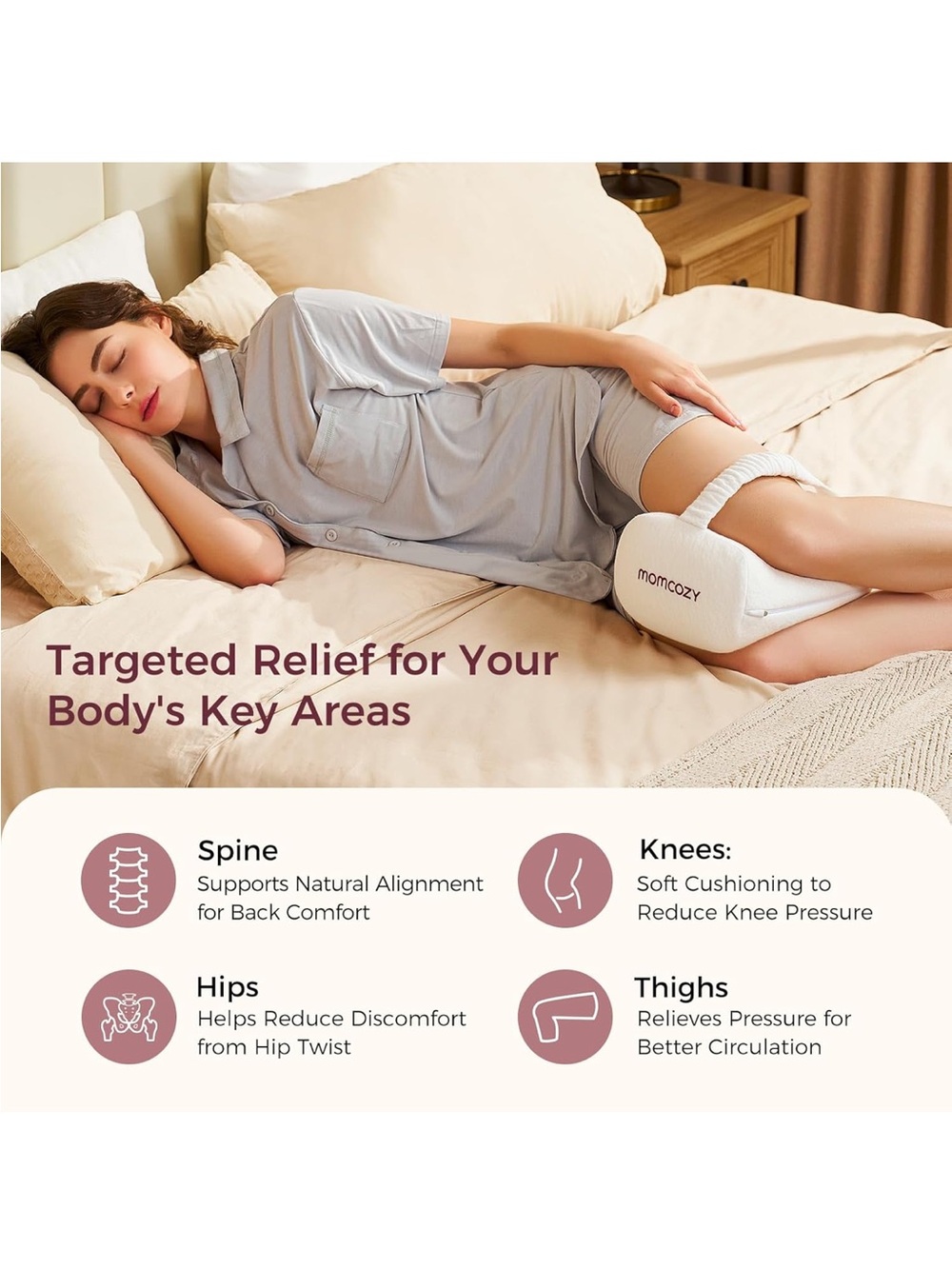 momcozy Knee Pillow - white Support Cushion